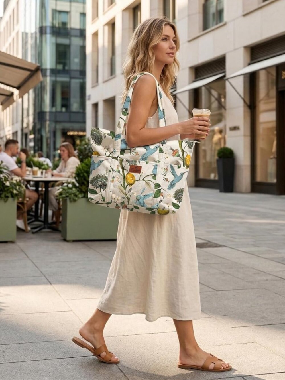 Spacious Corduroy Tote Bag for Women | Stylish, Zipper Closure, Multi Pockets - Picture 2 of 6